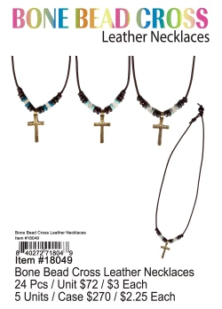 Bone Bead Cross Leather Necklaces